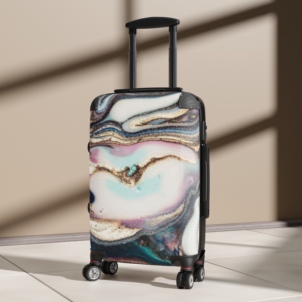 Abstract Blue/Pink/Gold Suitcase